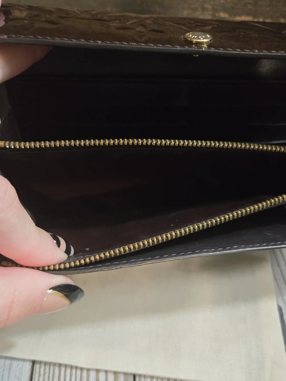 Louis Vuitton Vernis Patent Leather Wallet in Deep Burgundy